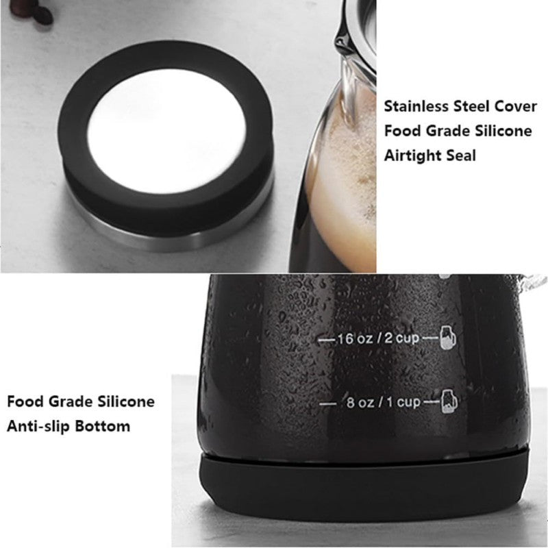 24oz Verre Brew Cold Cafe Pitcher Double Filtre Non Électricité Filtre amovible Lave-vaisselle