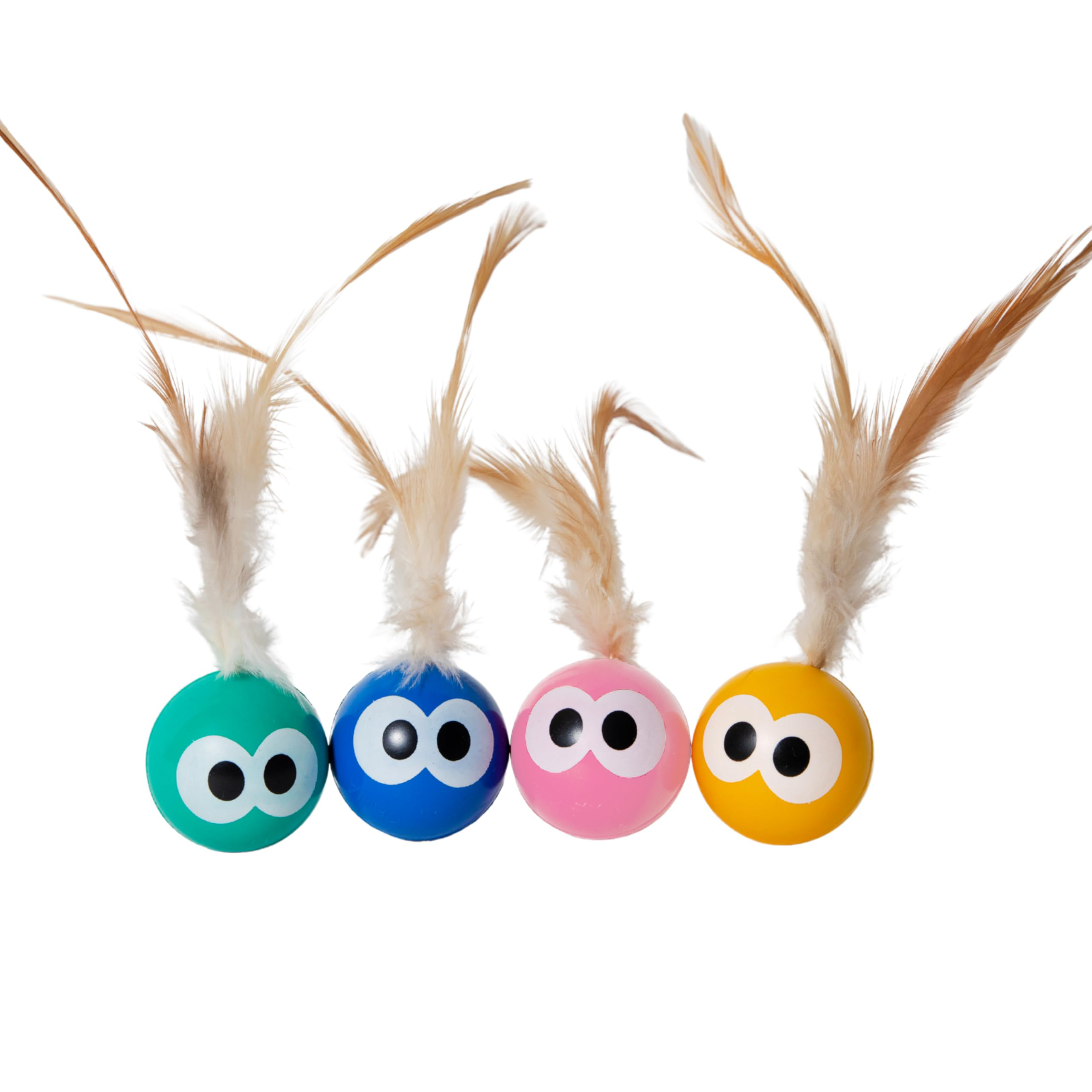 Balles Bouncing Jouet de chat avec plume - Interactive boule de chat Bouncing avec queue
