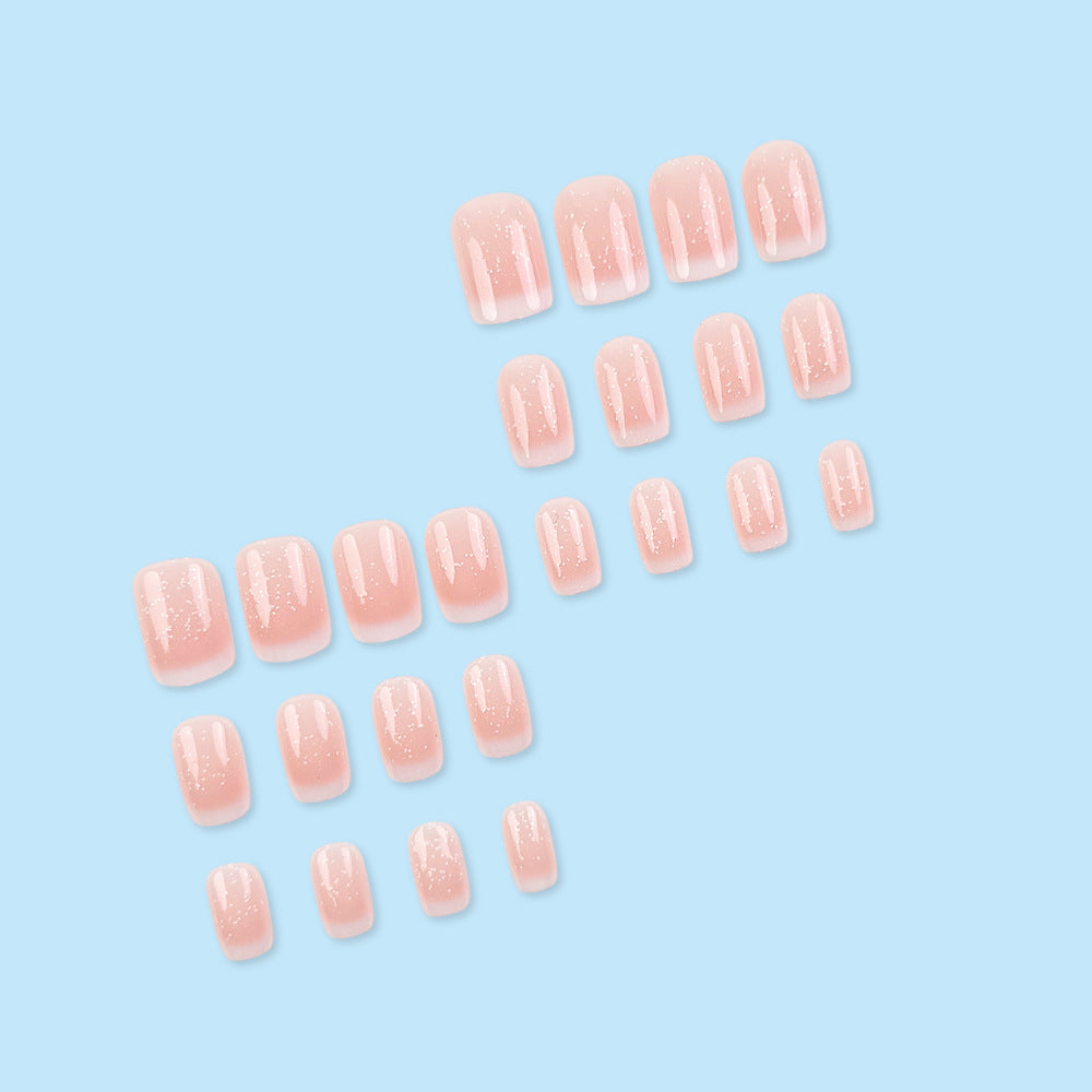 Stickers 24 Pièces de Short Square Acrylic Nail avec bords blancs