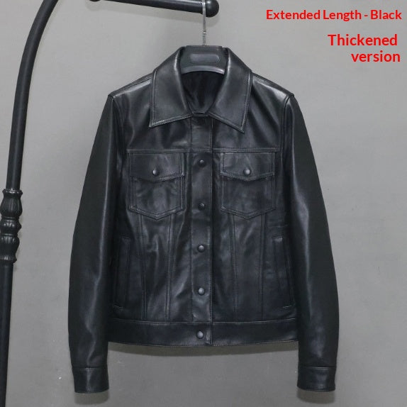 Veste en cuir pour femmes en cuir mince et court