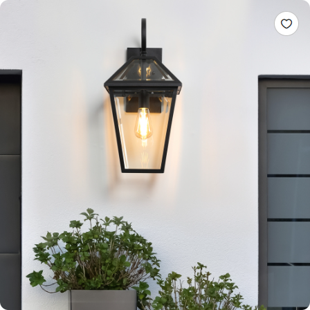 21inch 1-Pack Outdoor Wall Lantern Modern Black Metal and Clear Glass for Porch