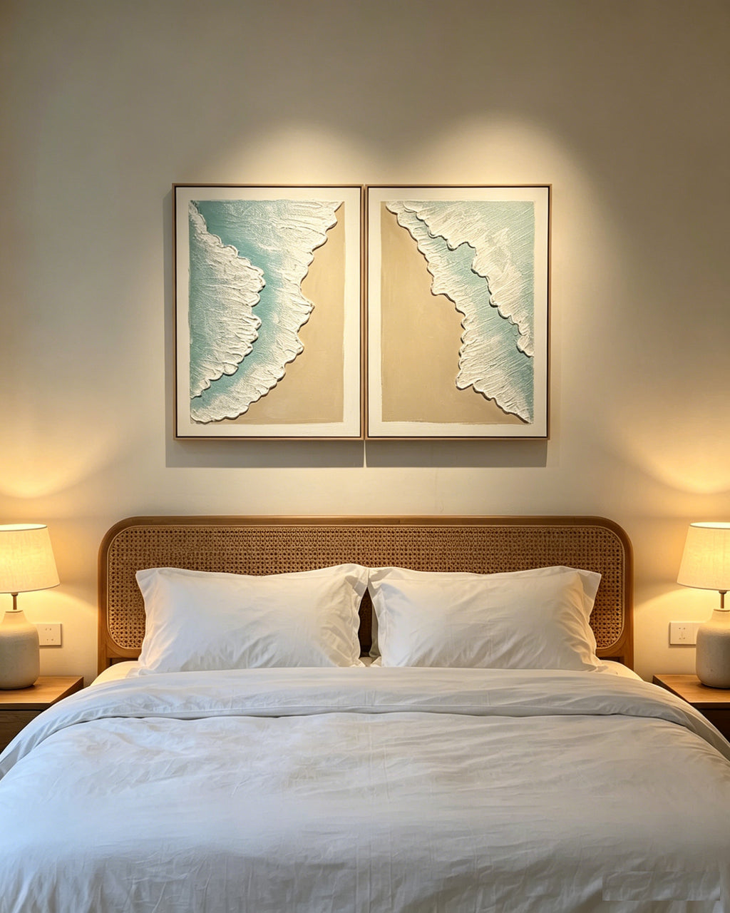 24x32 Ensemble de 2 Art mural de vague d'océan encadré