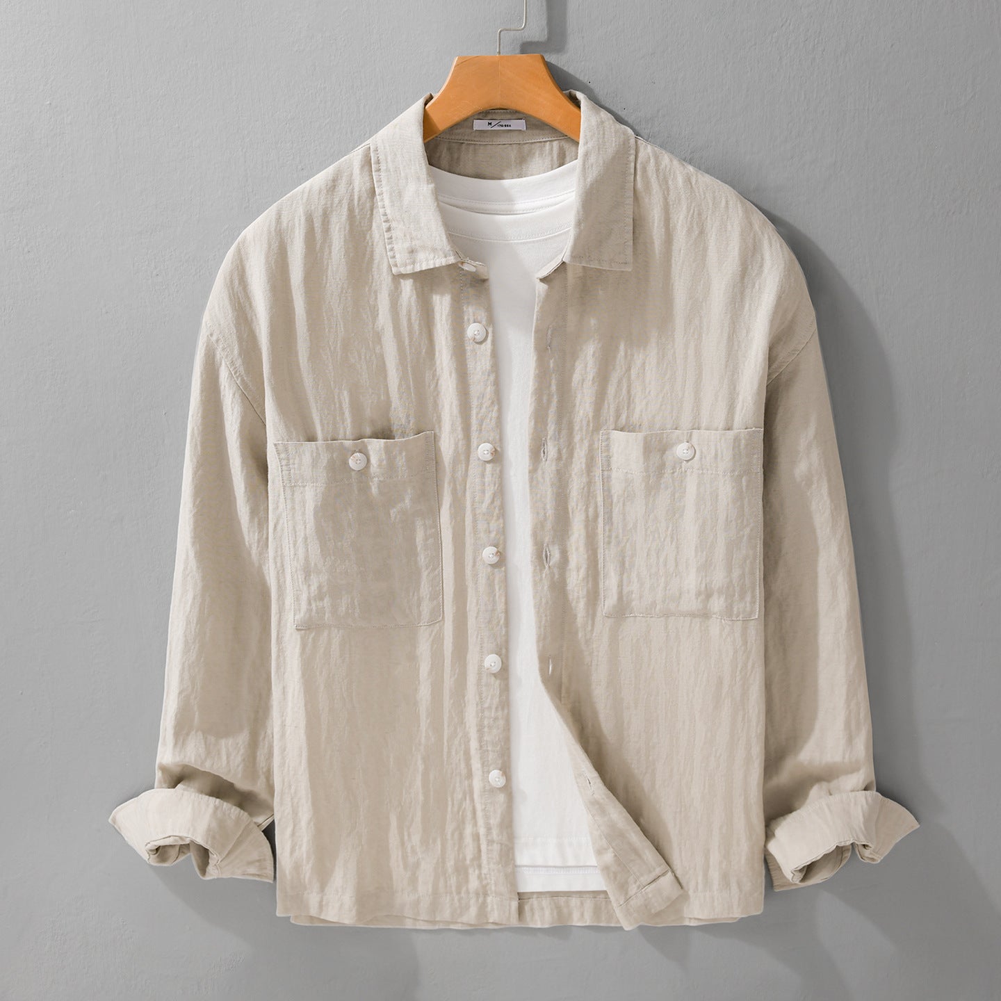 Chemise en lin manches longues pour hommes Blouse détendue