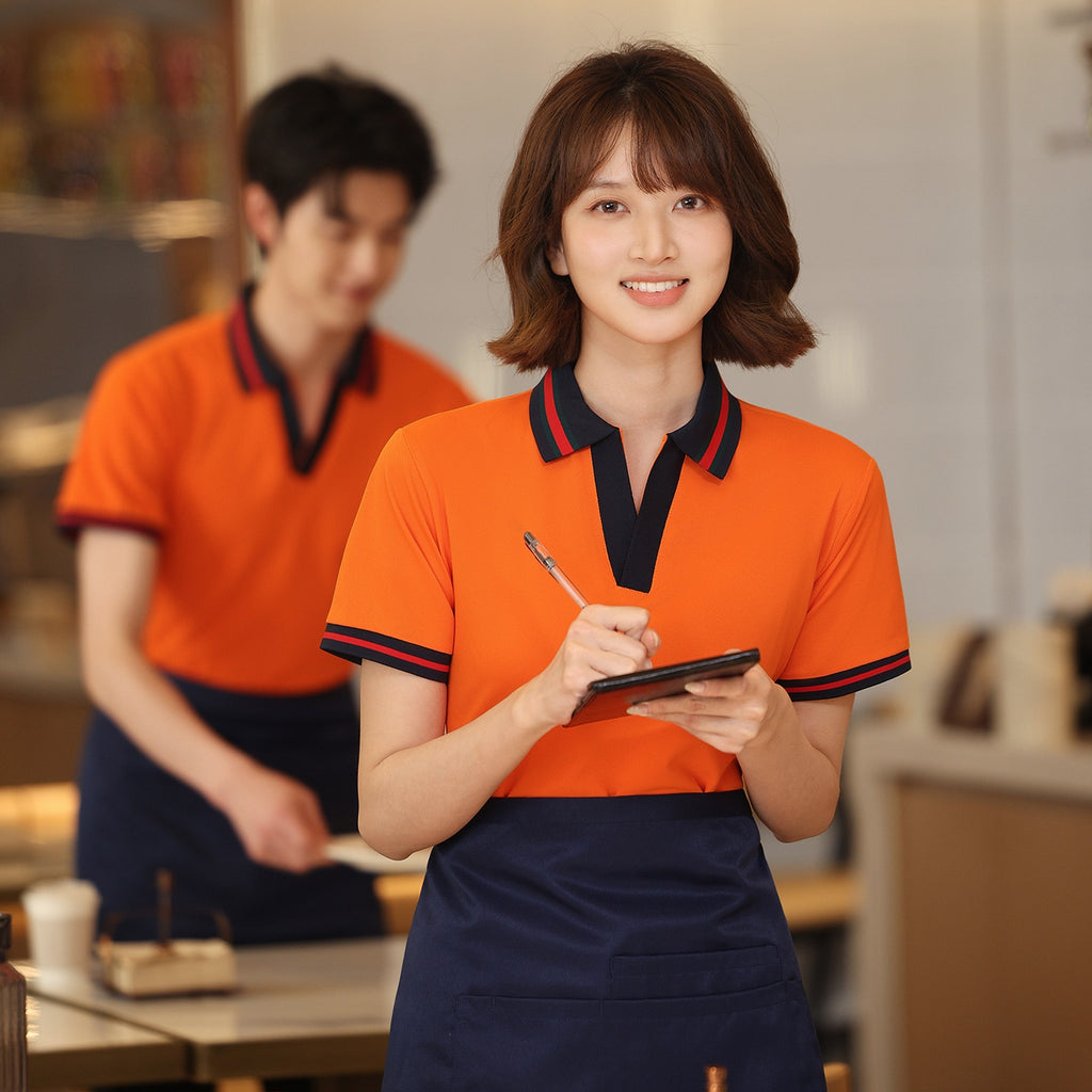 Serveur de restauration rapide Uniforme à manches courtes pour l'industrie des services alimentaires