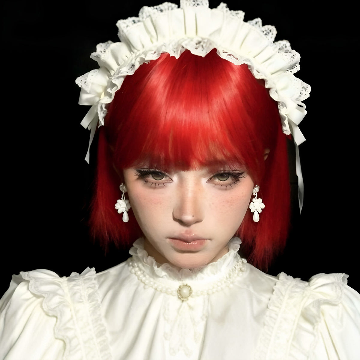 Femme Short Wig Cosplay Versatile Rouge Brillant Bob Cut Wig
