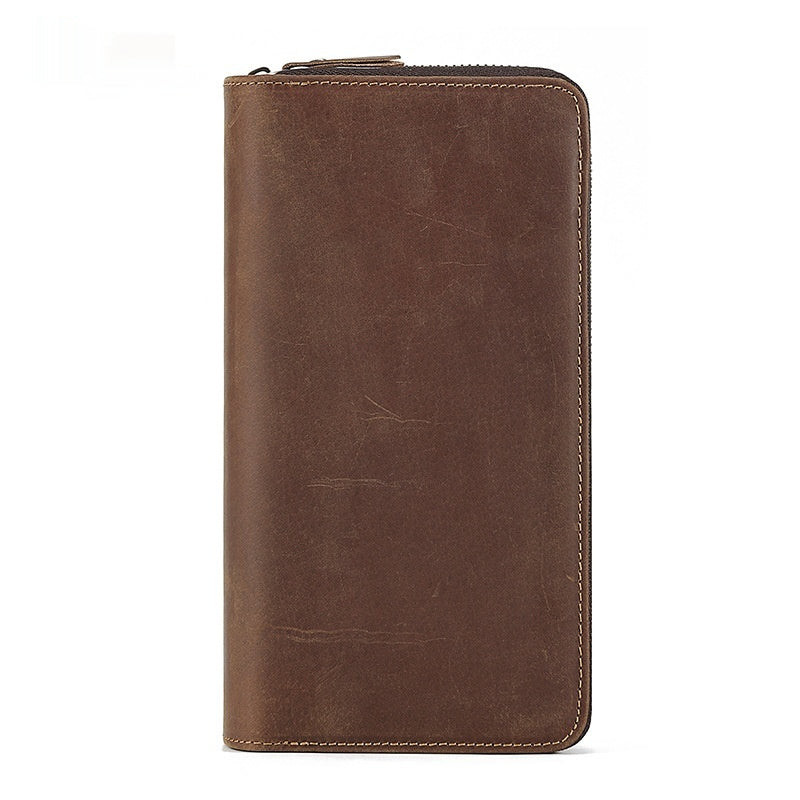 Portefeuille en cuir véritable long pour hommes