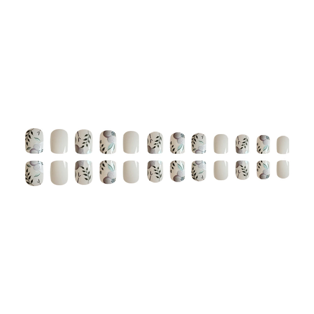 Stickers ongles de style fleur et feuille verte