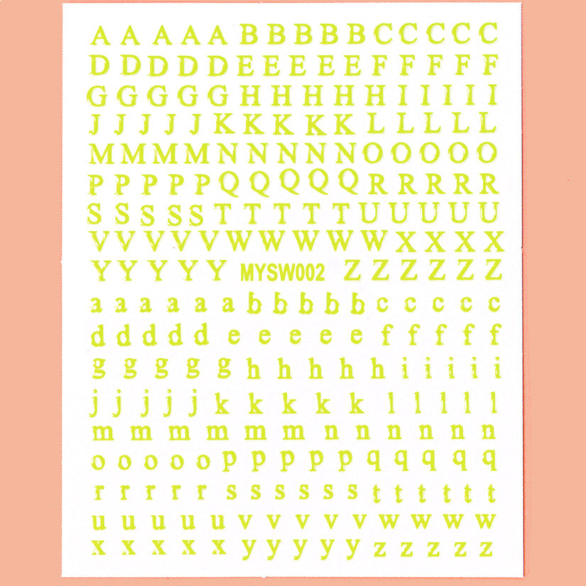 Stickers Nail 12 Couleurs Boîtier en lettres anglaises Décoration pour bricolage fluorescent