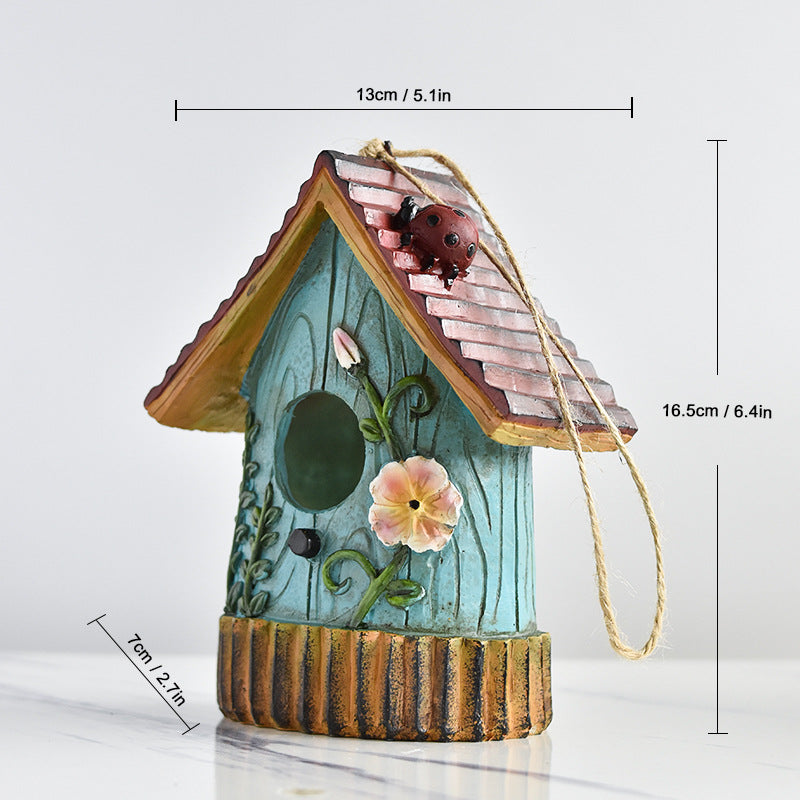 Rustic Birdhouse Jardin extérieur Décoration Oiseaux nid Sculpture Cour ornement