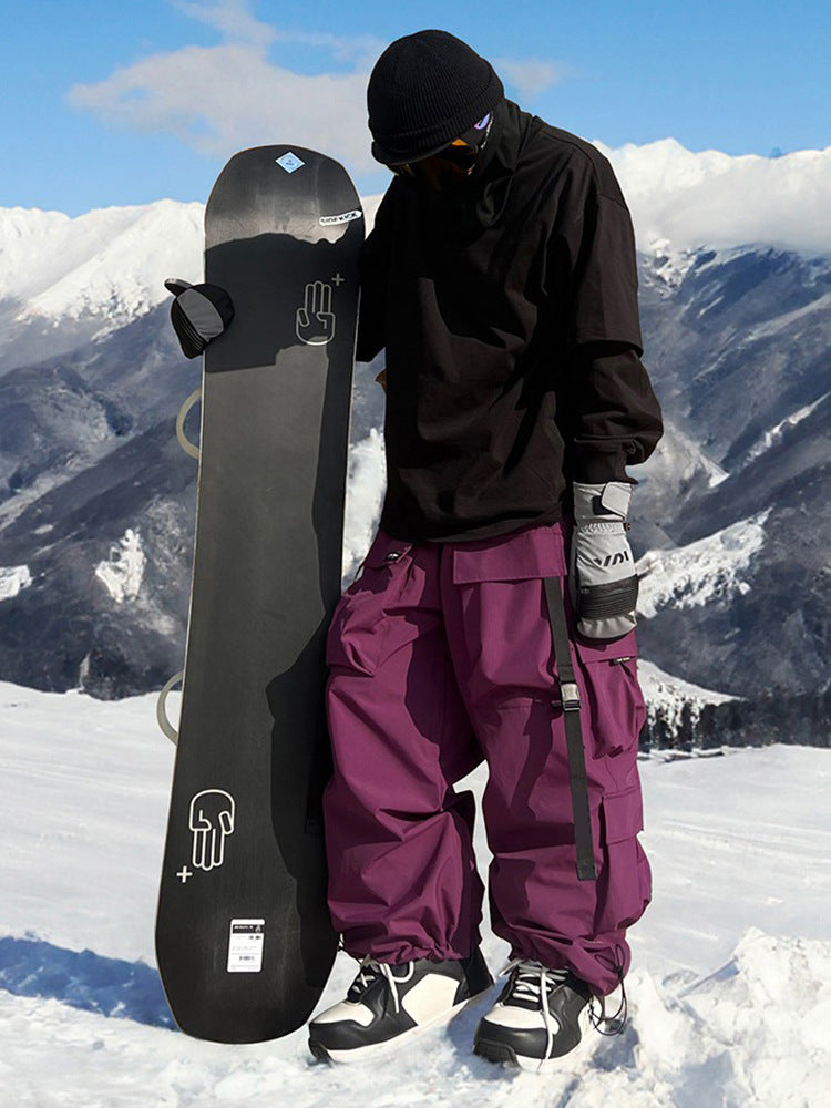 Ice Corée du Sud Multi-Pocket Waterproof Sports Pantalons de ski pour hommes et femmes Violet américain