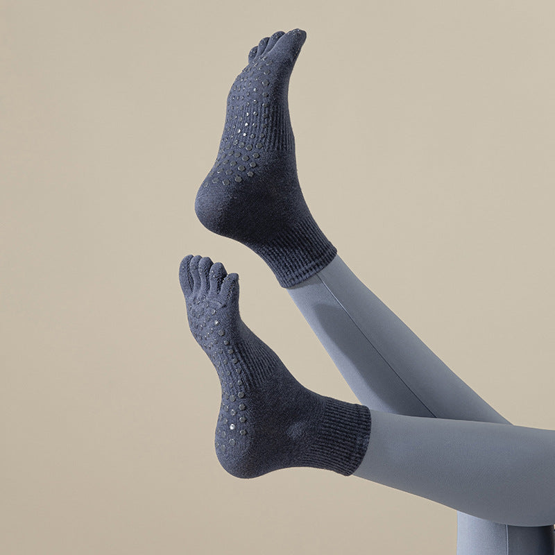 Été Longueur cheville Yoga Non-dérapant Pilates professionnels à cinq doigts Chaussettes