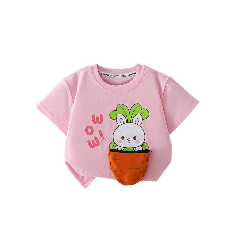 T-shirt en coton à manches courtes décoré en 3D pour garçons