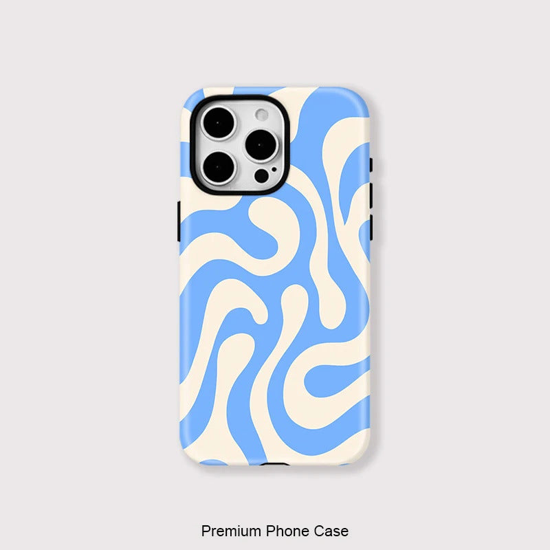 Design minimaliste de boîtier de téléphone à rayures bleues