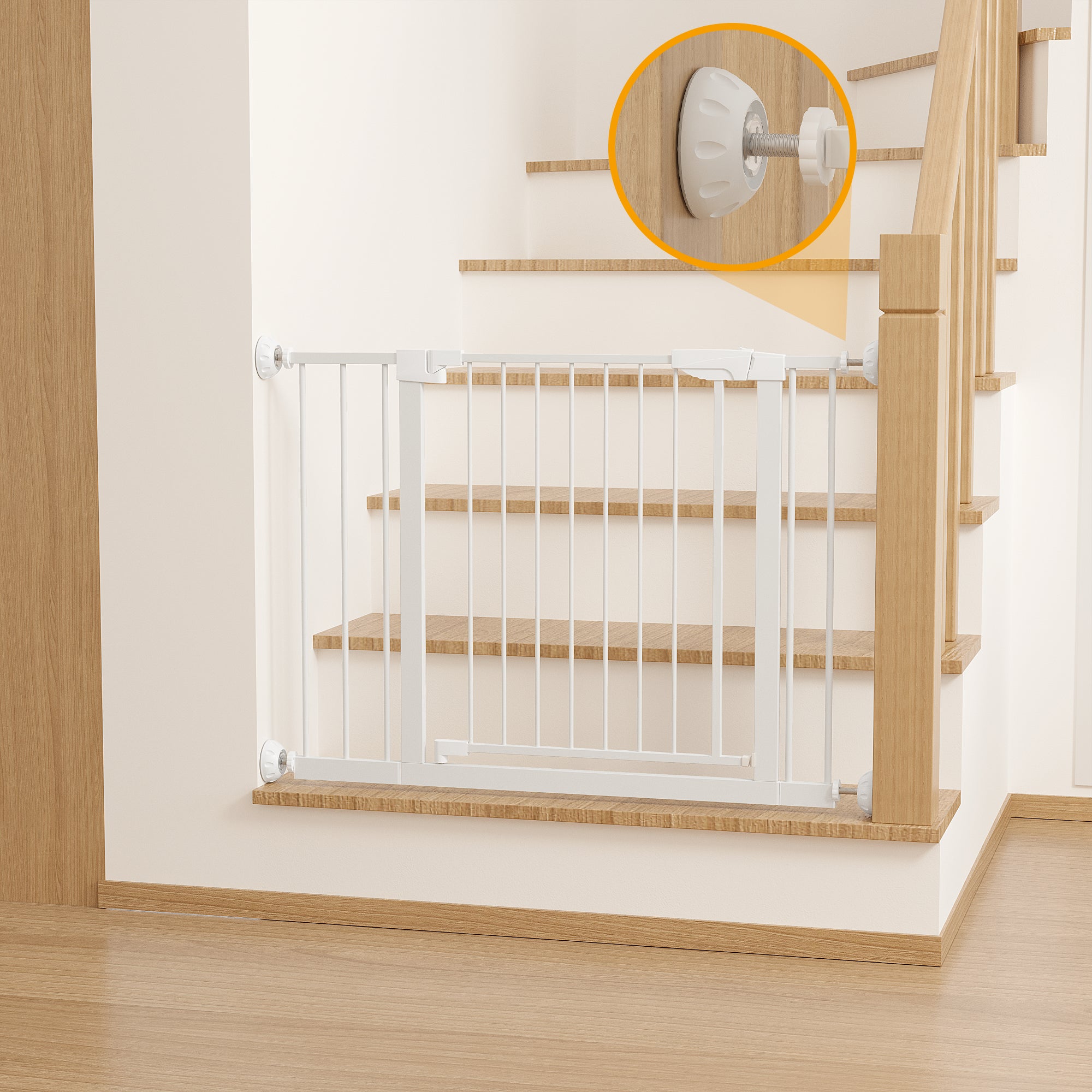 29,5-45,3" Wide Baby Gate avec protecteur mural pour escaliers