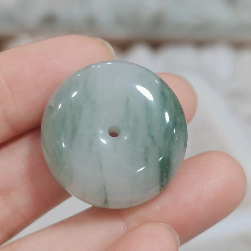 Natural Xinjiang Gold Silk Jade Tianshan Pendentif de paix vert avec chaîne