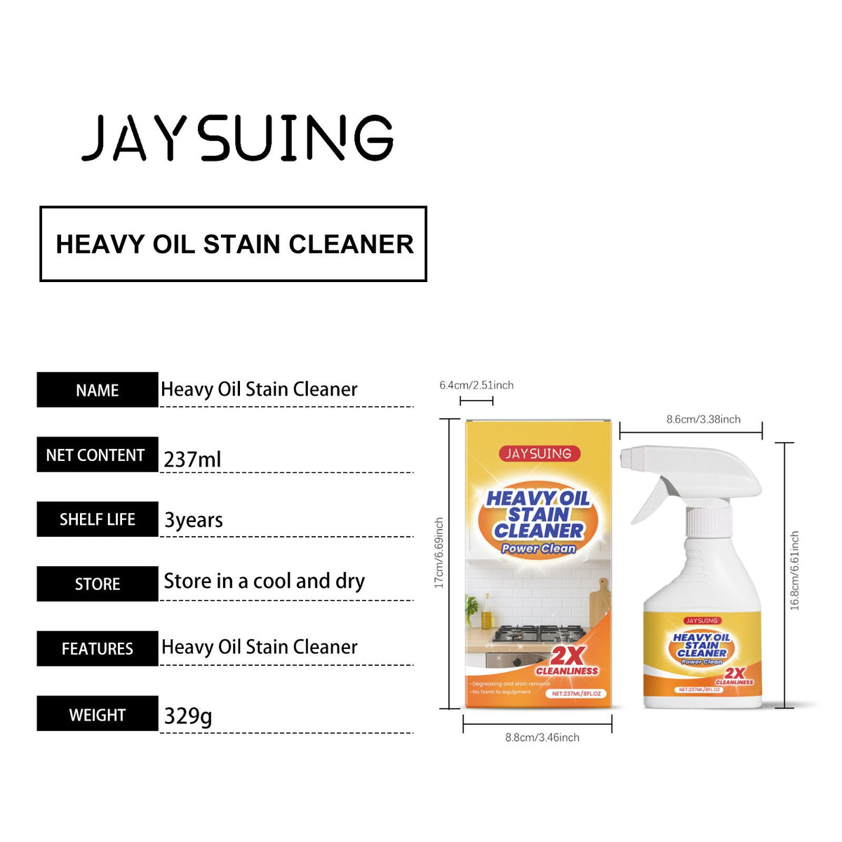 Vaporisateur de nettoyage de la graisse de cuisine JAYSUING