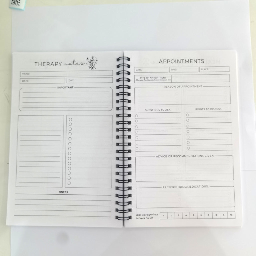 Cerveau Santé mentale Carnet de notes Planification de la santé mentale Carnet de notes