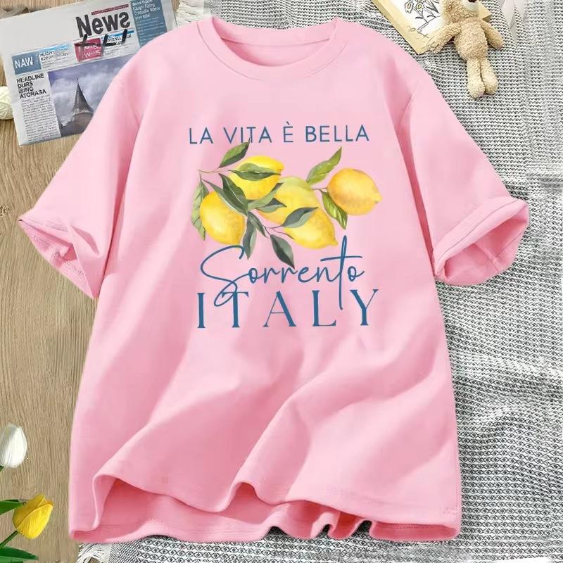T-Shirt de coton d'été pour femmes au citron italien