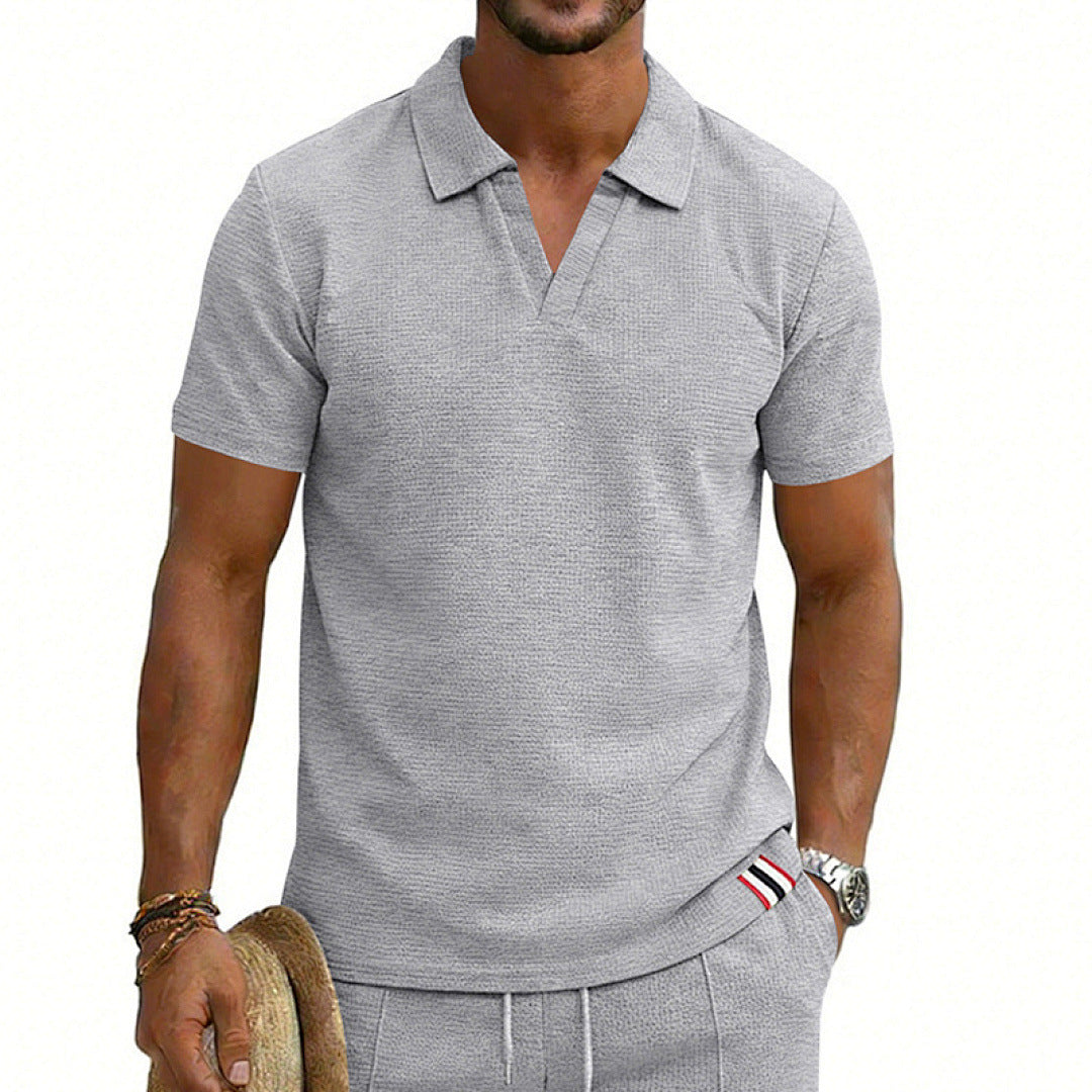 Chemise à manches courtes respirante à mailles courtes pour homme simple et souple