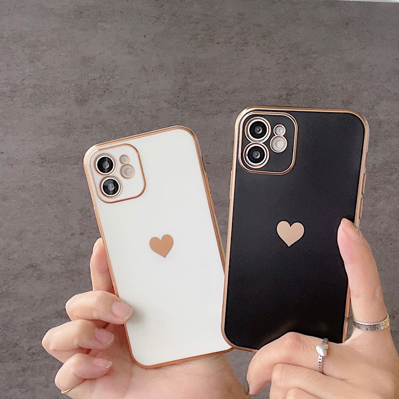Matte Grosted Electroplating Petit Love Phone Case