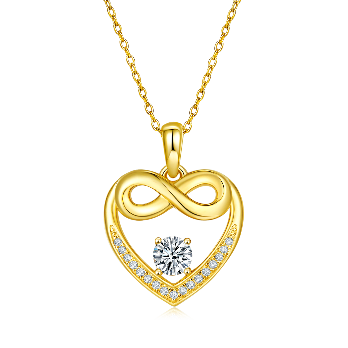 4.8g S925 Argent Sterling 5mm Moissanite Infinity Coeur Collier 45cm 17 Pierres Pendentif Wi