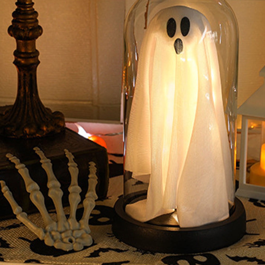 Light Up Ghost En verre Cloche LED Lighted mignon Ghost Tabletop Ornement pour la maison intérieure Ho