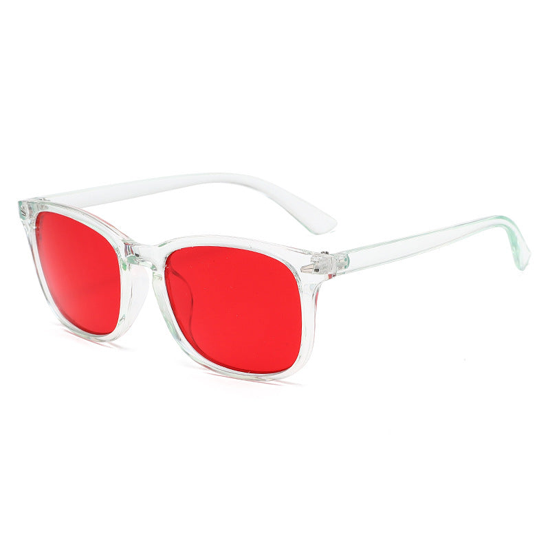Lunettes de soleil à la mode à cadre carré de protection UV Lensed rouge