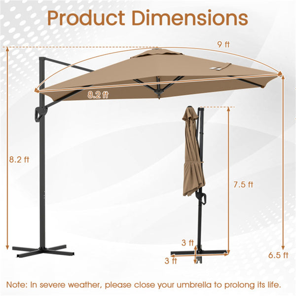 9x8.2FT Cantilever Patio Umbrella