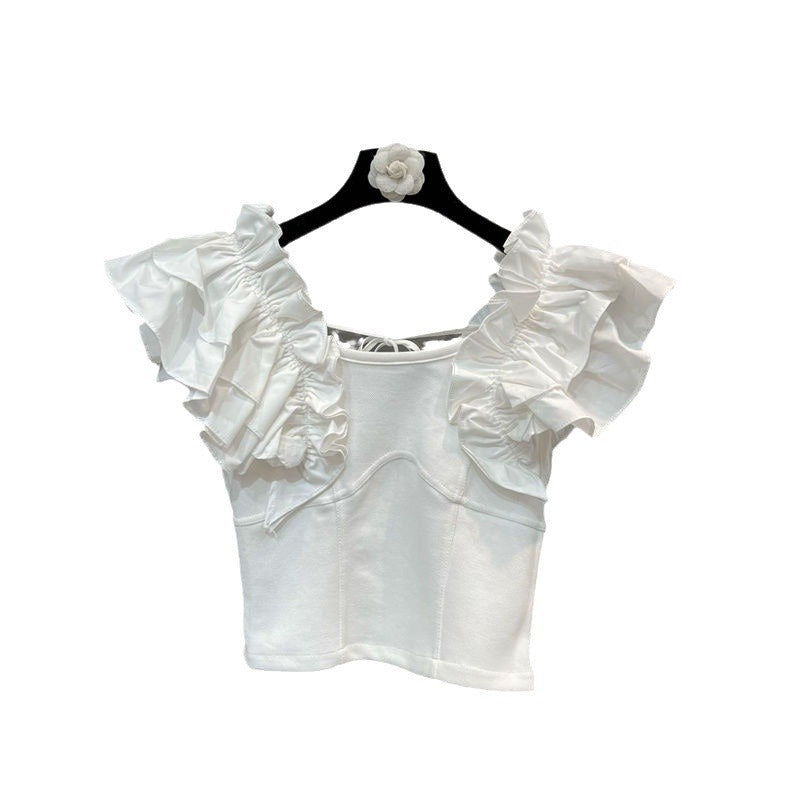 Splatter square-neck T-shirt
