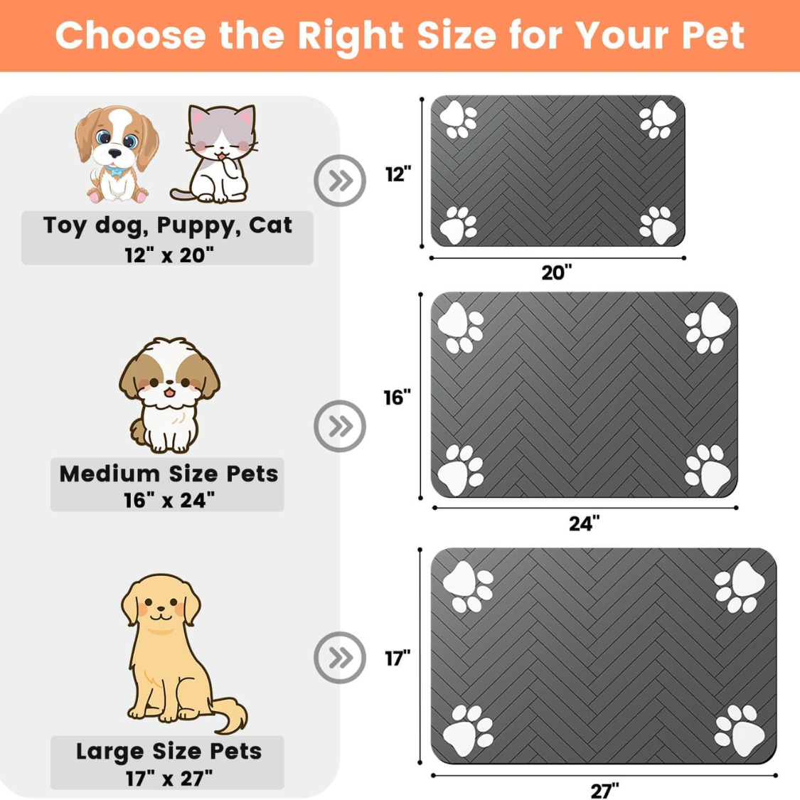 Tapis absorbant pour animaux de compagnie 20x12 pouces