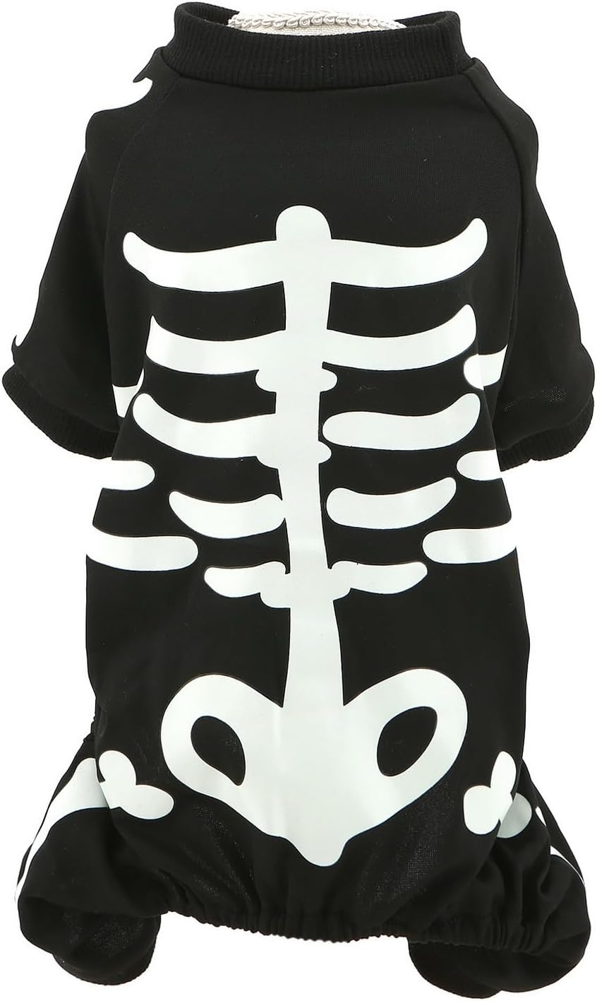 Costumes de chien d'Halloween pour petit chien Glow dans le sombre Skeleton Pet Jumpsuit Skull Puppy Pa