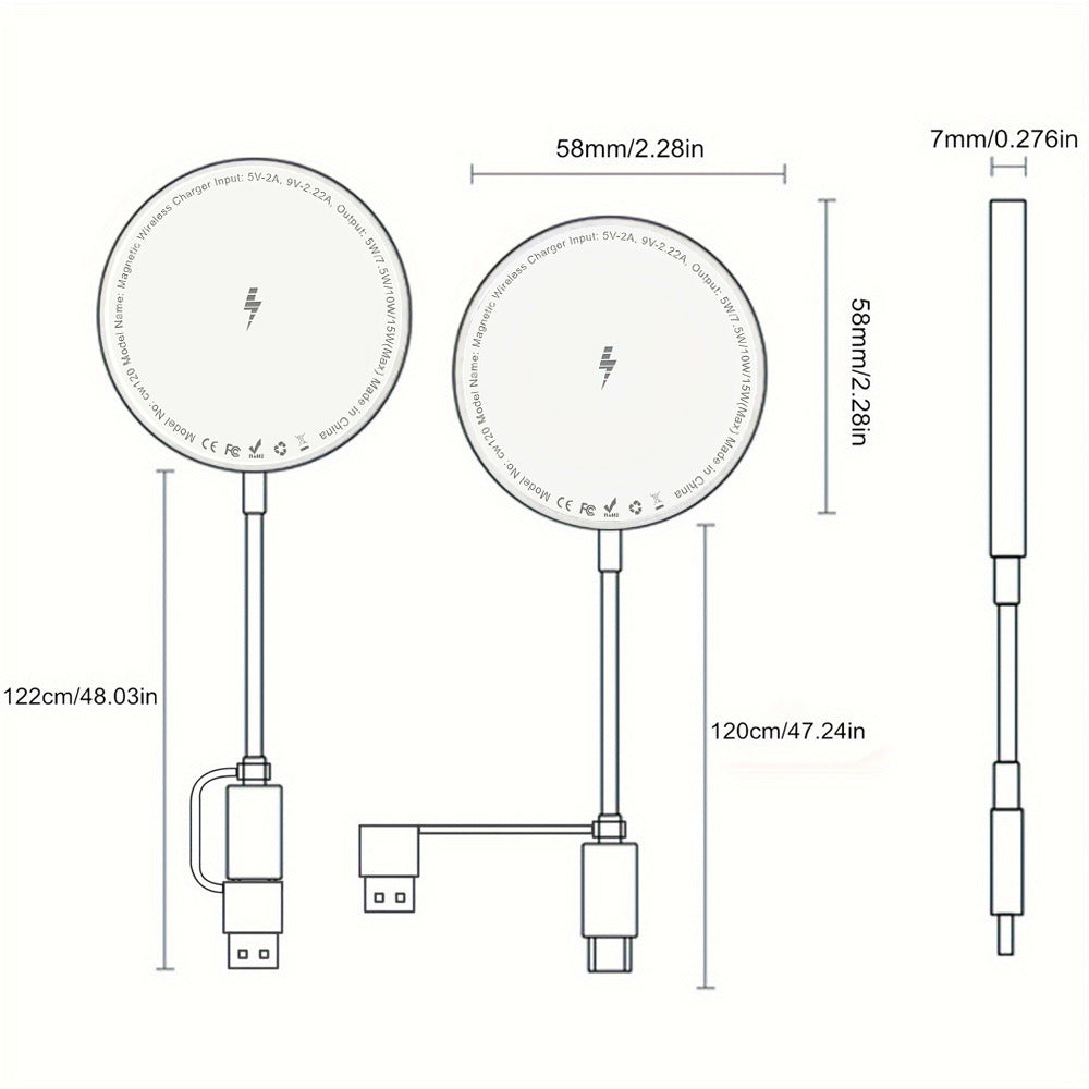 Chargeur magnétique rapide Magsafe sans fil 15W