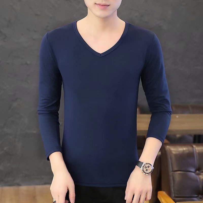 Éventails militaires d'automne et d'hiver T-shirt homme manches longues Slim Solid Color Crew Col Pullo
