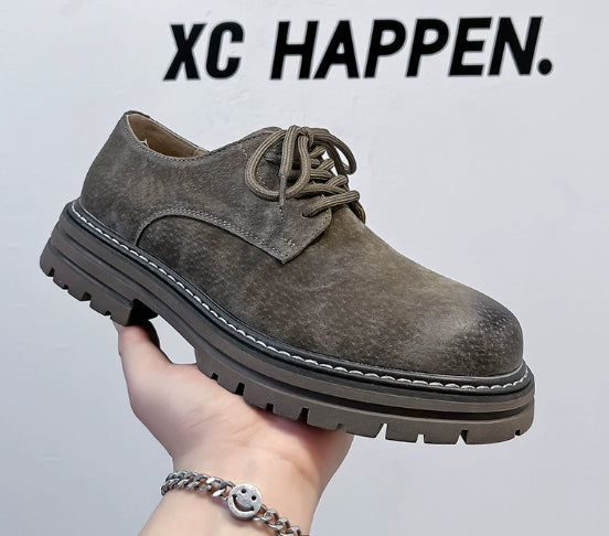 Youngful Round-toe Hommes style britannique Pigskin occasionnel Mid-heel Large-toe Work Shoes