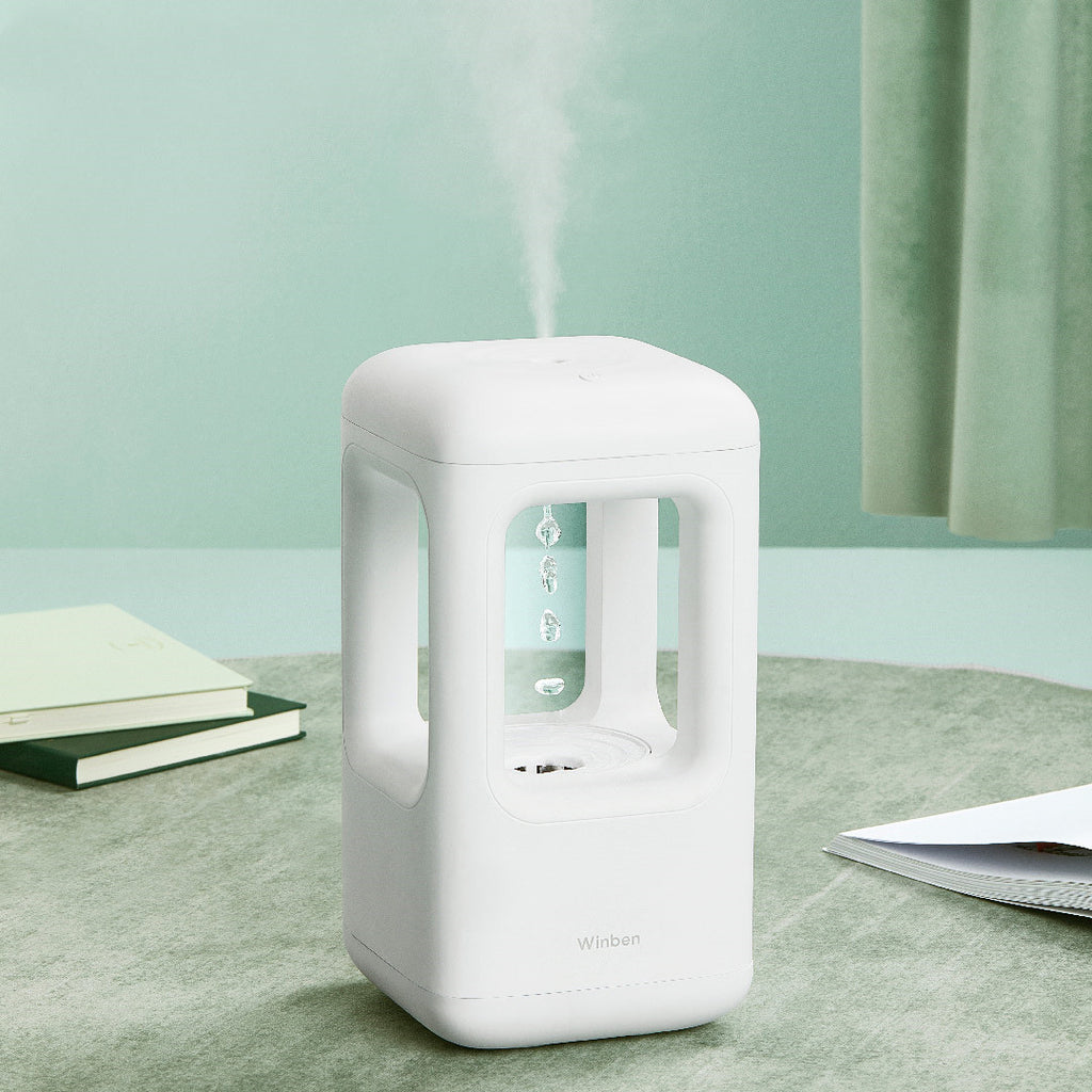 Humidificateur d'air Accueil Chambre tranquille Anti-gravité Eau Drop Humidificateur Atmosphère Lumière
