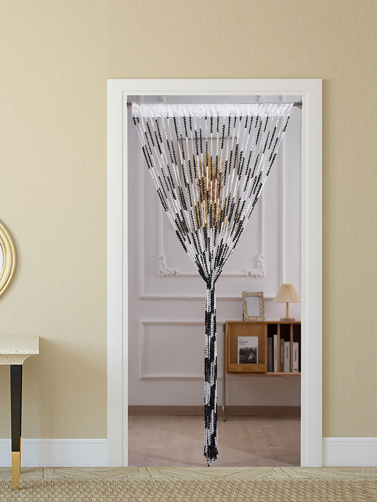 Pour le salon Partition Rideau Ligne Perle Rideau de porte Punch-free Mariage Argent Silk T