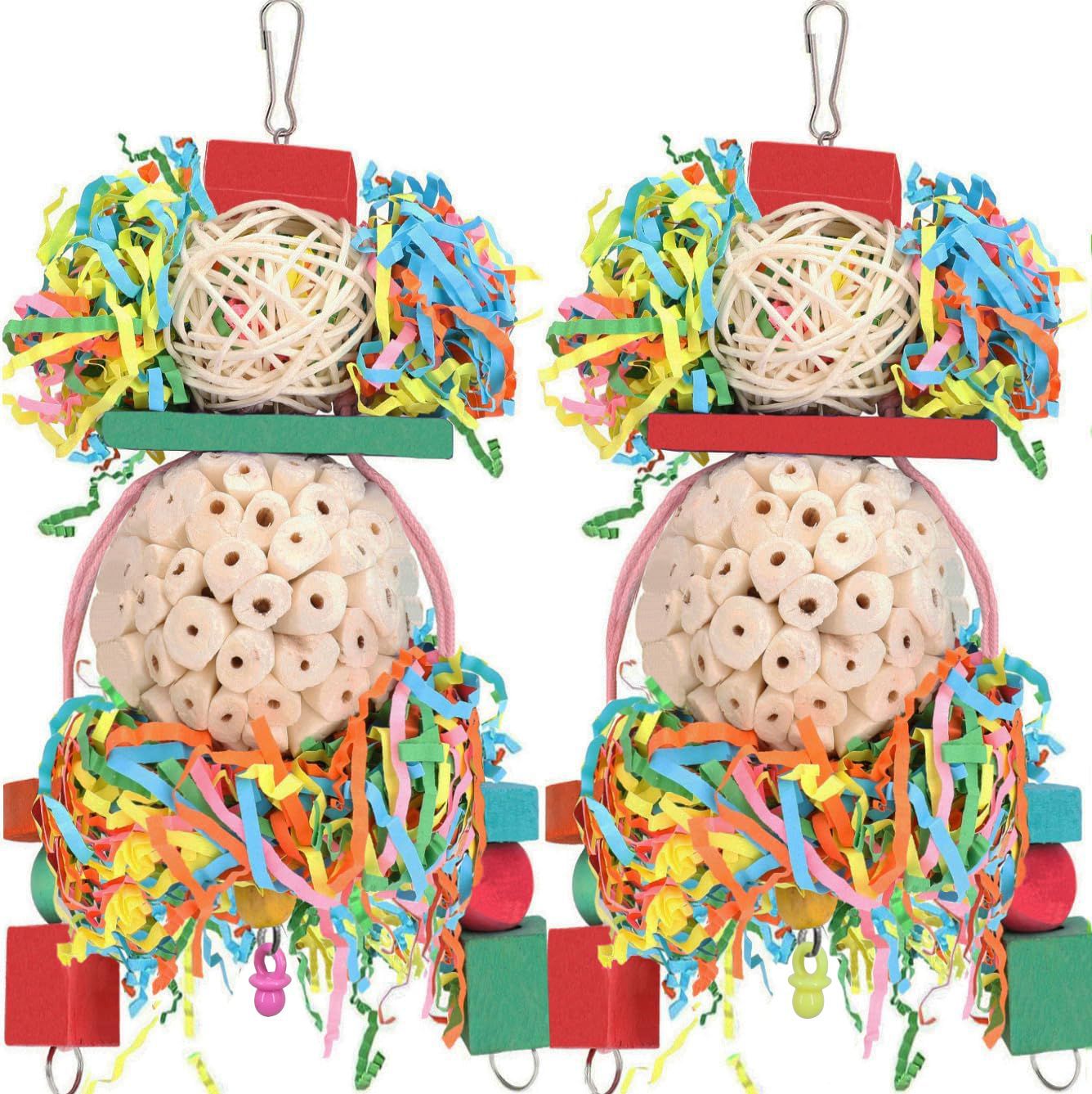 Jouets pour perroquet Balle de paille Accessoires de cage d'oiseau en bois