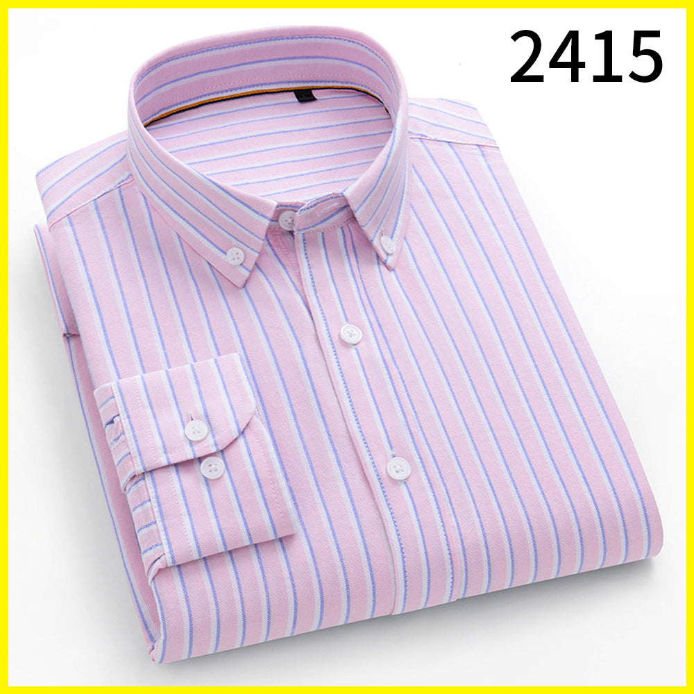 Chemise en coton à manches longues rayée pour hommes