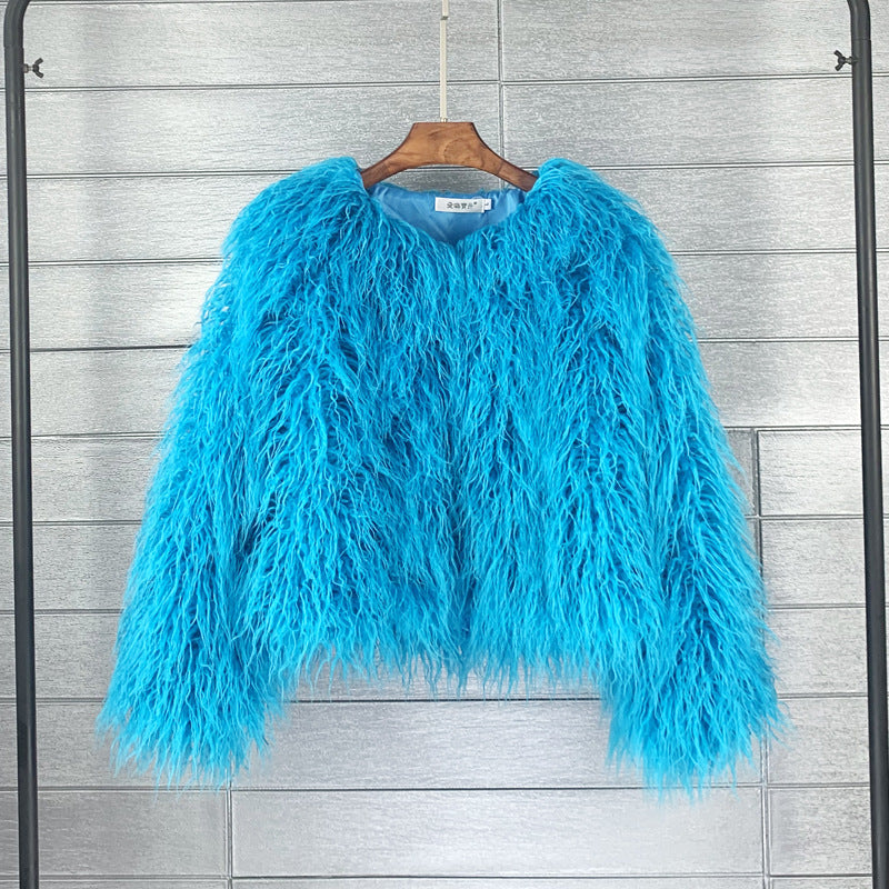 Femmes manteau de fourrure Automne Hiver Faux Fur Shaggy Veste Fourrure Bontjas