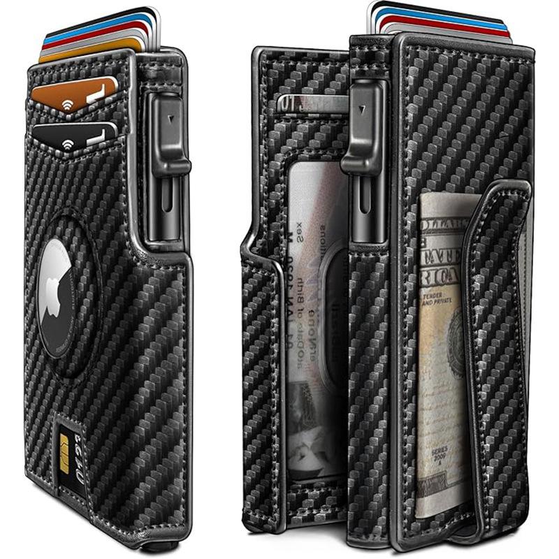 Men's metal card holder, compact multi-card format