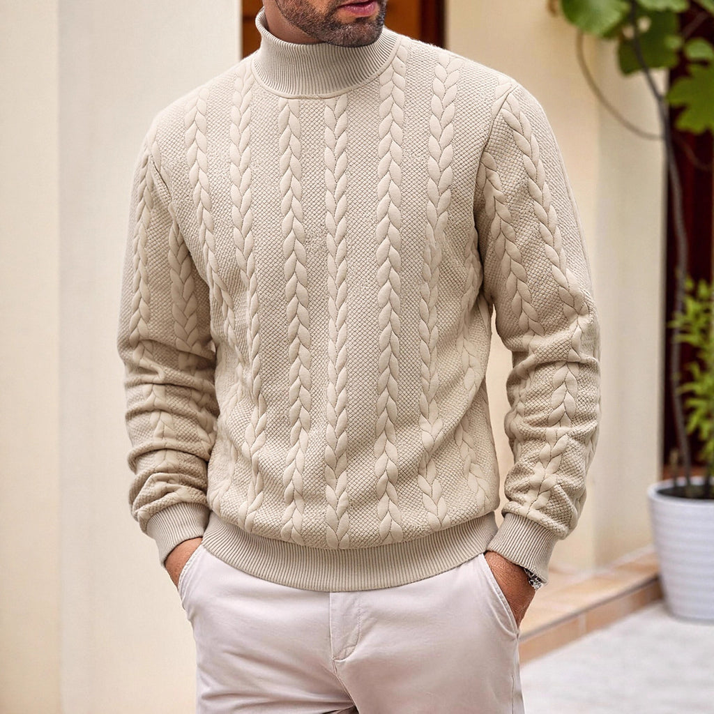 Hommes Mode Jacquard Col Tortue Chandail chaud