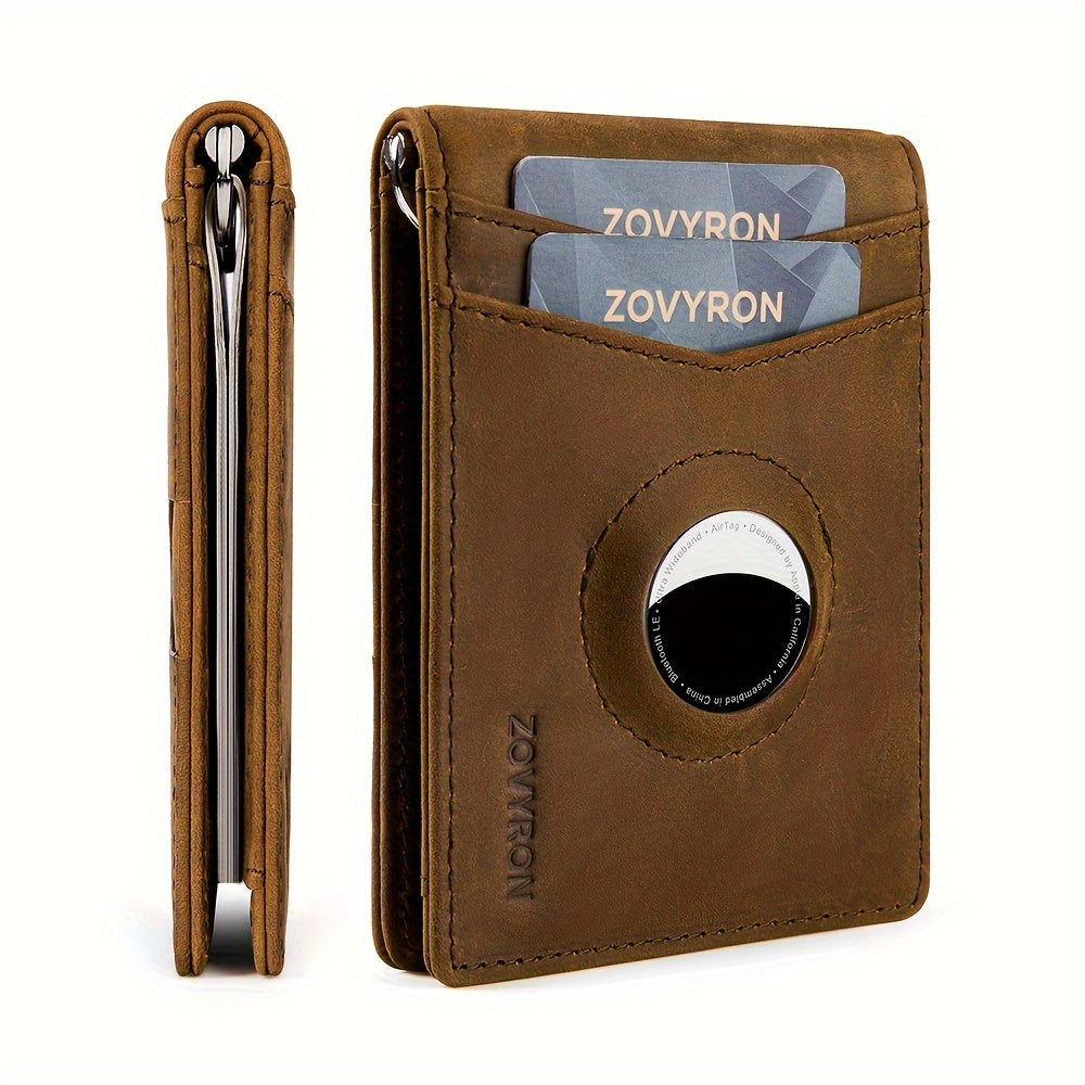 Porte-monnaie en cuir véritable Slim Bifold Wallet avec porte-radar
