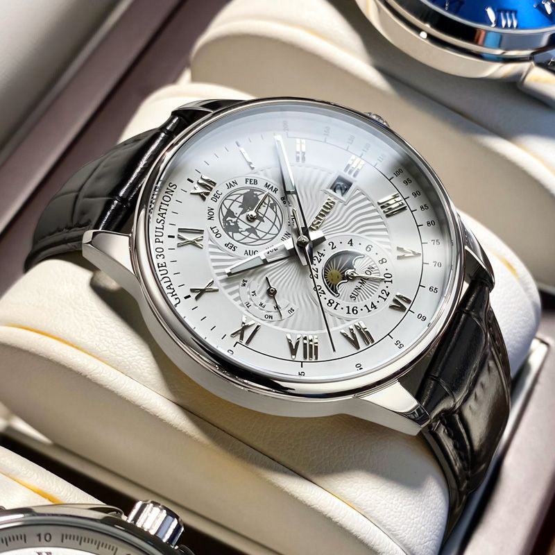 Montre automatique étanche Quartz double calendrier lumineux