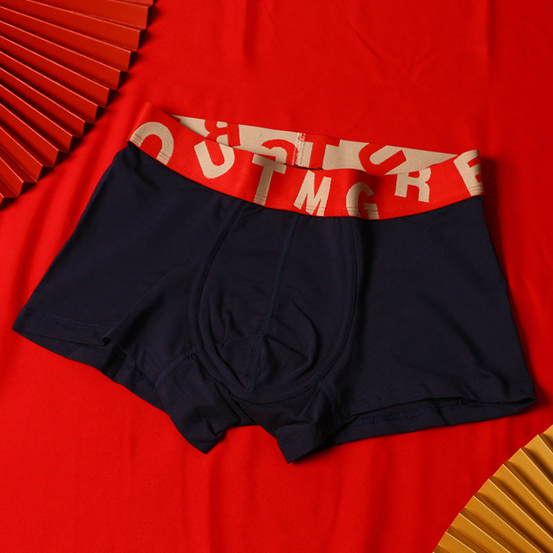 Sous-vêtements en coton purifiés pour hommes Festive Bright Red Mid-rise Boxers