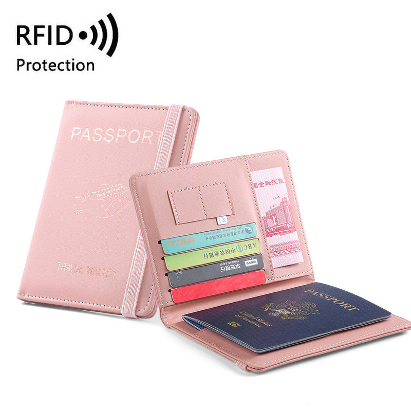 Pu Sac de passeport en cuir Rfid Fentes de cartes multiples Titulaire de certificat multifonctionnel
