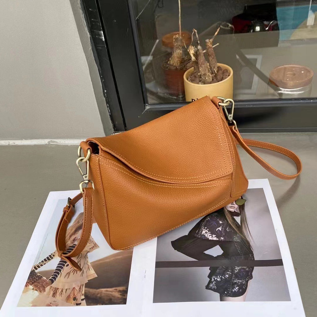 Première couche Cowhide Épaule et sac en cuir véritable modelé Et minimaliste