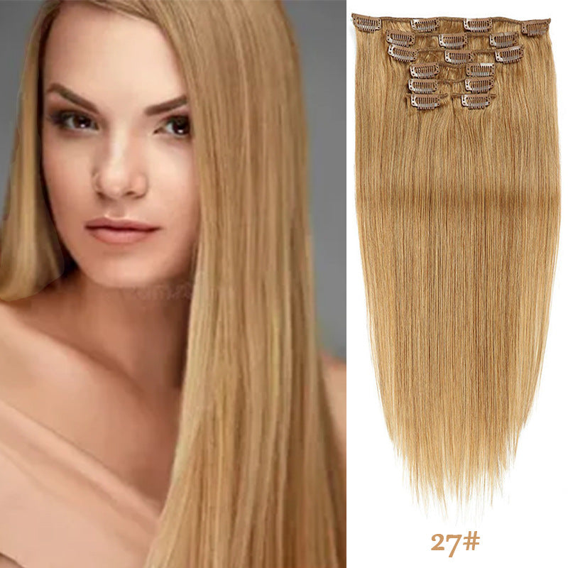 Clip-in cheveux réels cheveux humains sept-pièces ensemble 14 pouces 70g extensions de cheveux Perruque