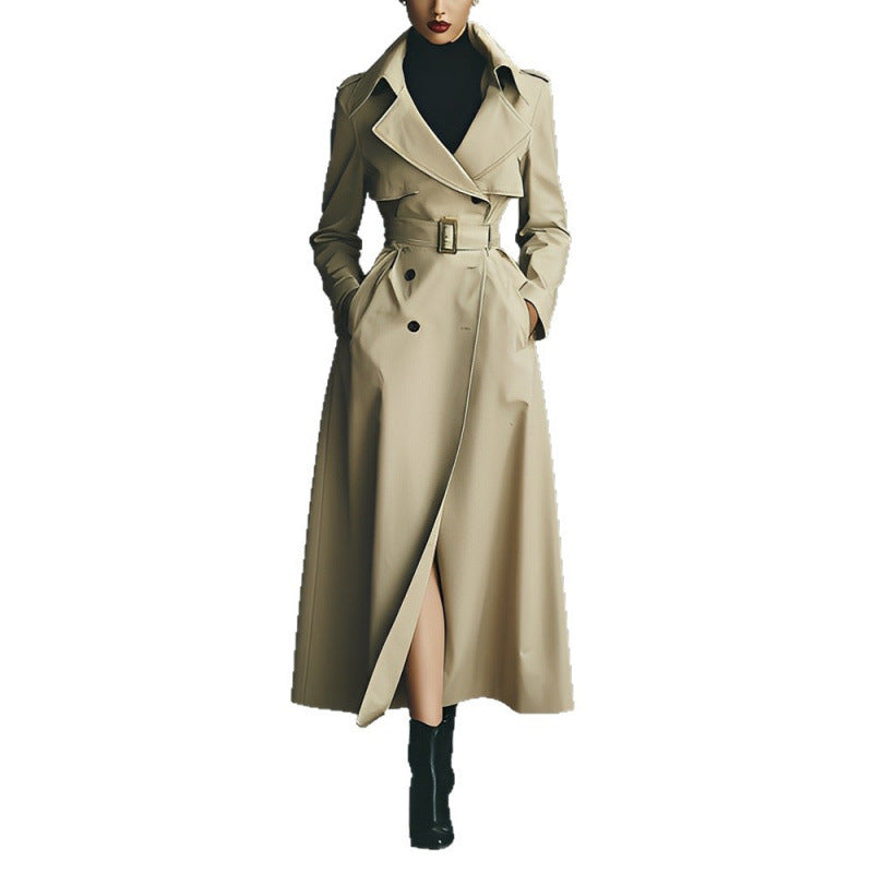 Élégant polyvalent et figuratif long manteau femmes Trench style Vêtements de dessus