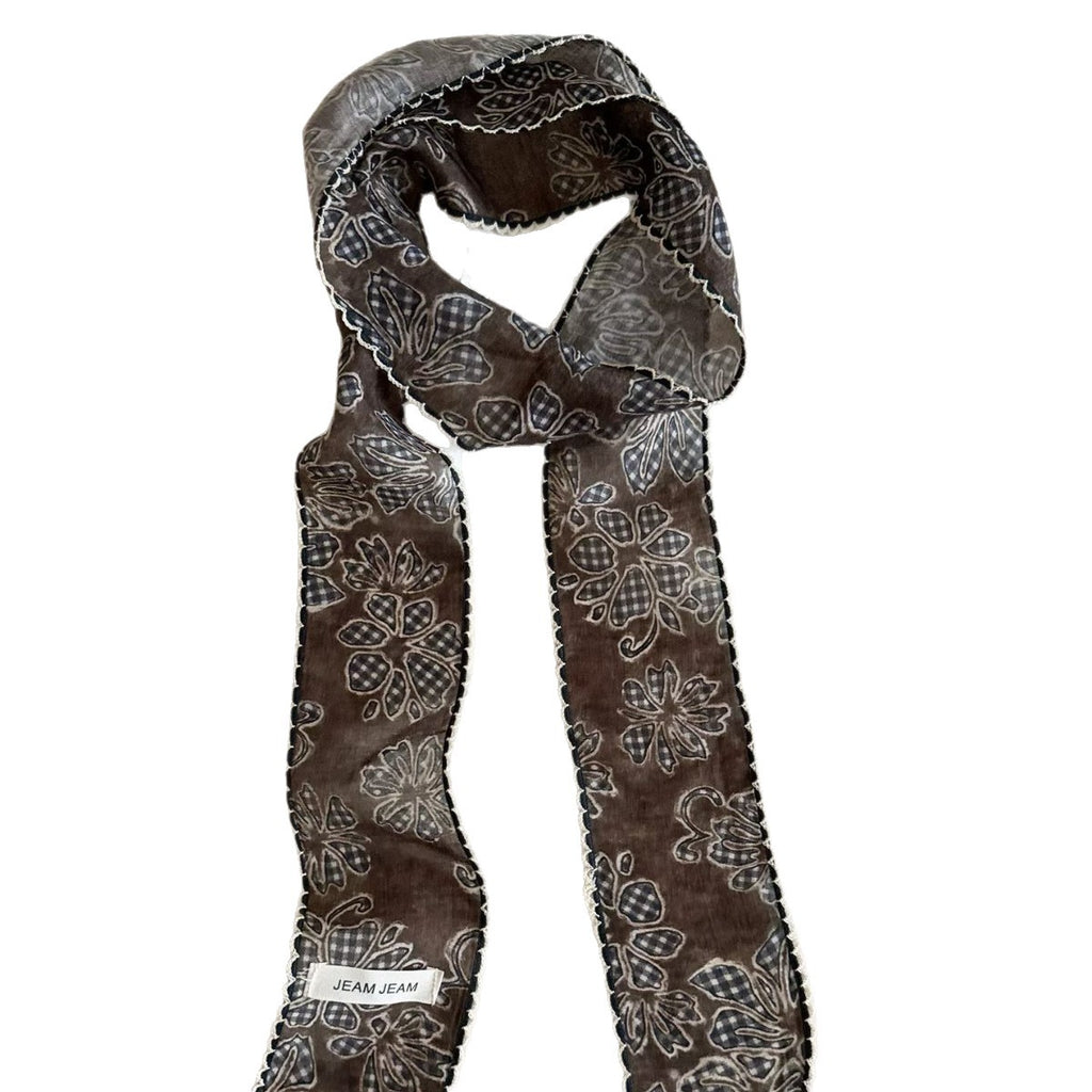 Style coréen Rétro Floral longue écharpe en soie