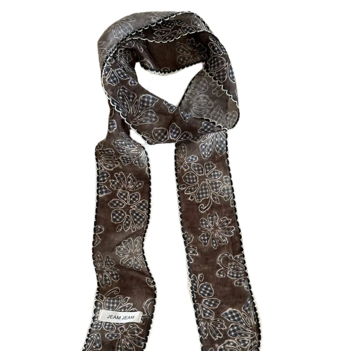 Style coréen Rétro Floral longue écharpe en soie